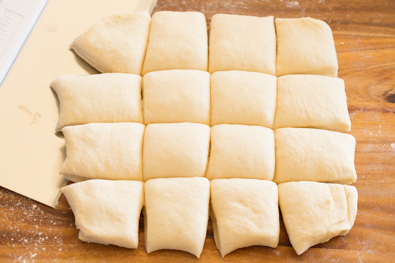 One Hour Dinner Rolls Cut dough.